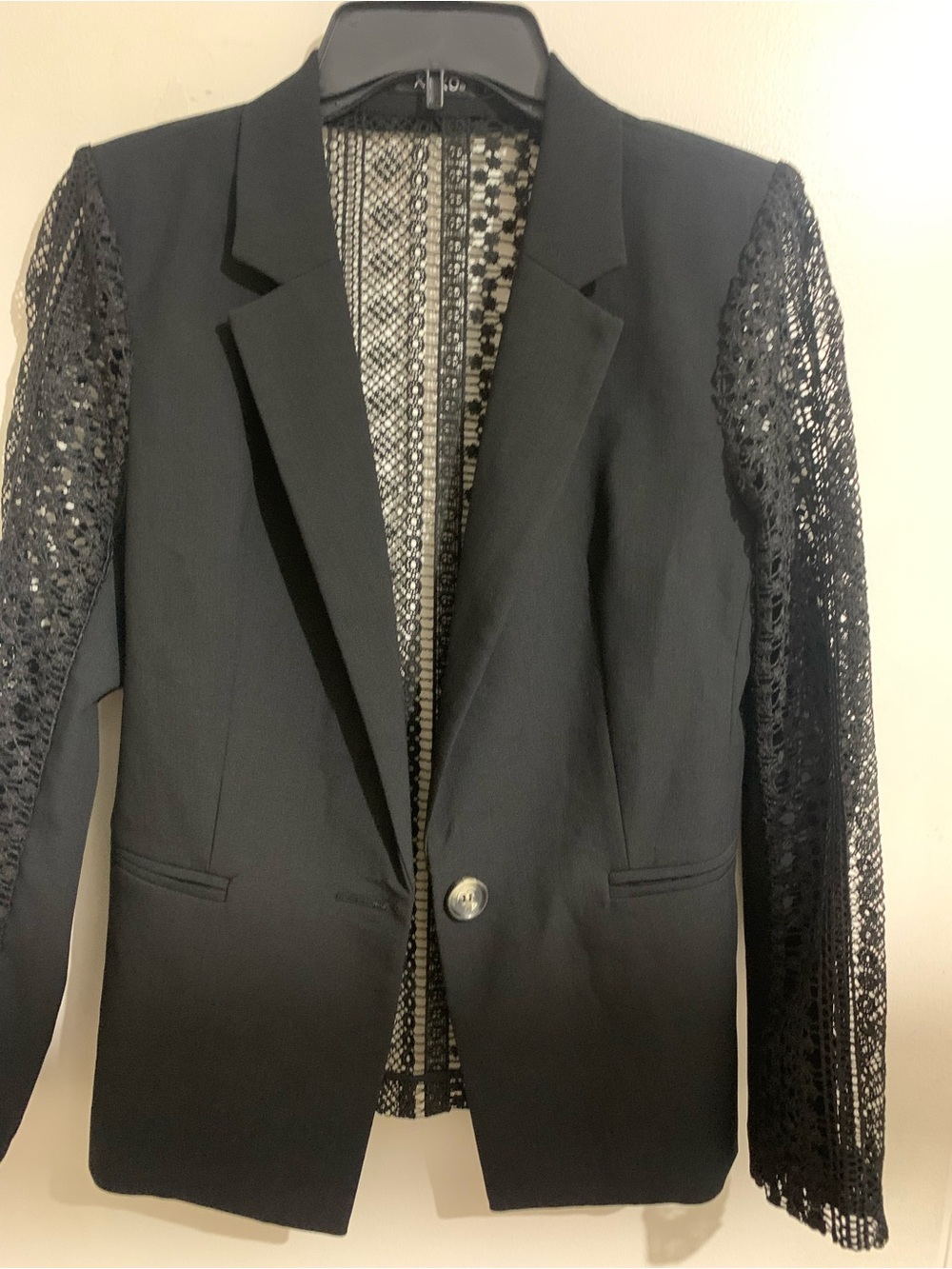 XOXO Black Blazer with Lace Sleeves